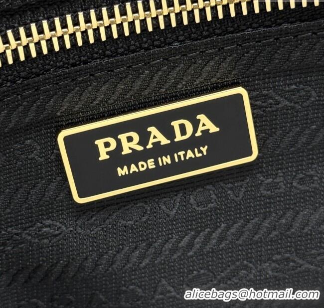 New Design Prada Bonnie large leather handbag 1BA433 Dark Brown 2025