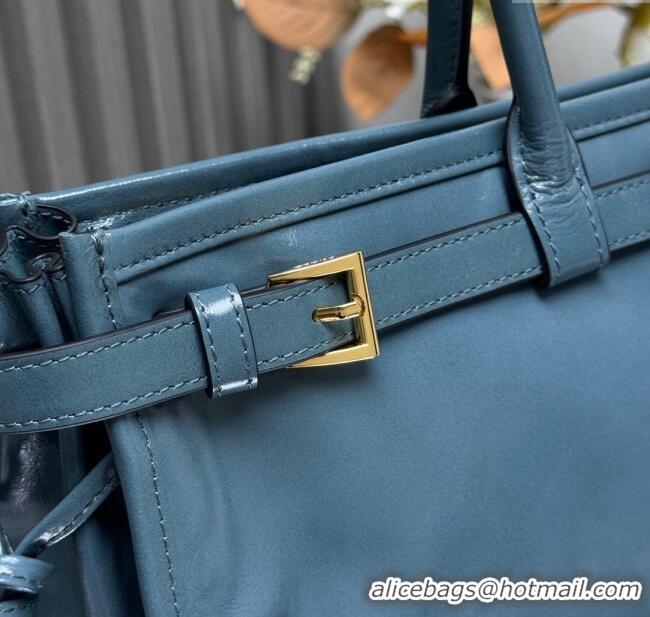 Famous Brand Prada Bonnie large leather handbag 1BA433 Blue 2025