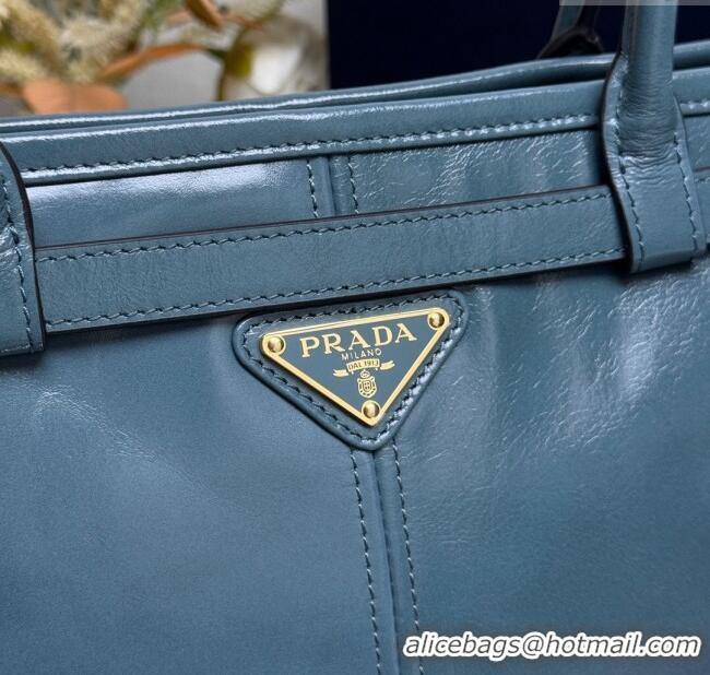 Famous Brand Prada Bonnie large leather handbag 1BA433 Blue 2025