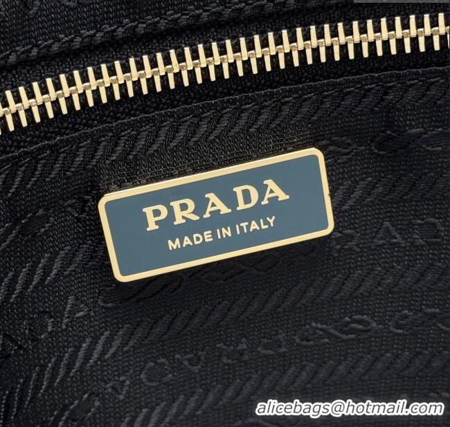 Famous Brand Prada Bonnie large leather handbag 1BA433 Blue 2025