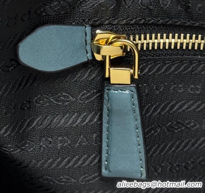 Famous Brand Prada Bonnie large leather handbag 1BA433 Blue 2025