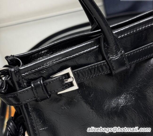 Good Quality Prada Bonnie medium leather handbag 1BA426 Black/Silver 2025