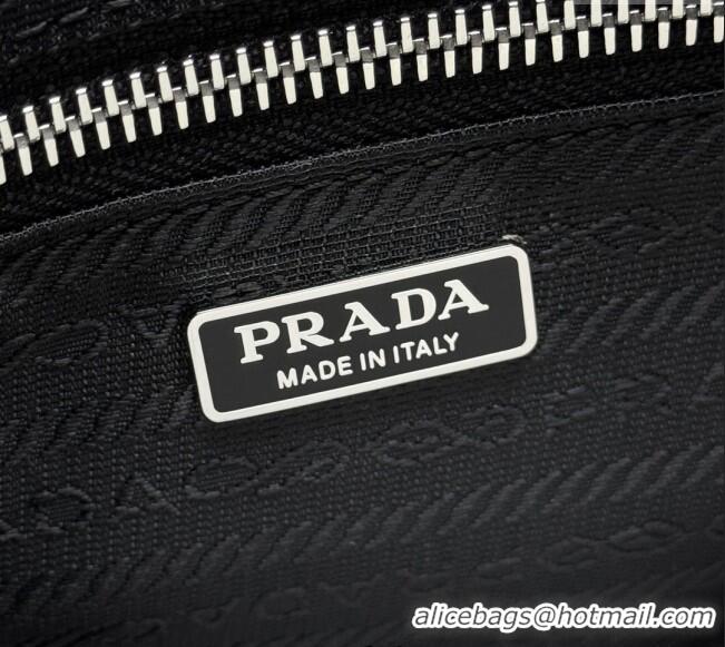 Good Quality Prada Bonnie medium leather handbag 1BA426 Black/Silver 2025