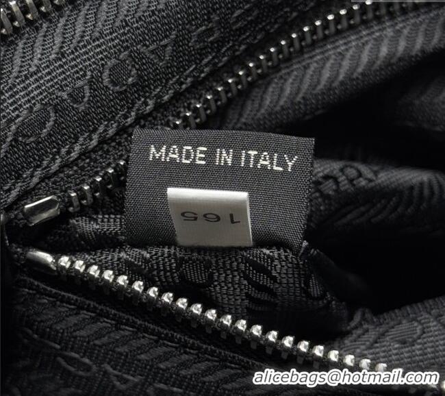 Good Quality Prada Bonnie medium leather handbag 1BA426 Black/Silver 2025