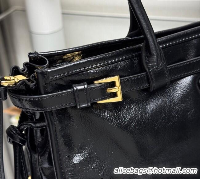 Low Cost Prada Bonnie medium leather handbag 1BA426 Black/Gold 2025