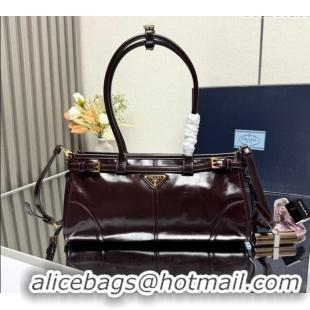 Good Taste Prada Bonnie medium leather handbag 1BA426 Dark Brown 2025