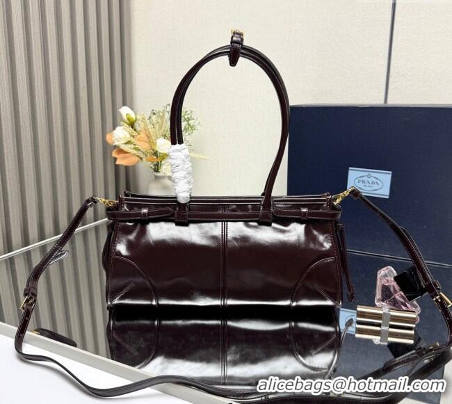 Good Taste Prada Bonnie medium leather handbag 1BA426 Dark Brown 2025