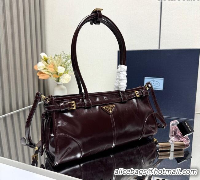 Good Taste Prada Bonnie medium leather handbag 1BA426 Dark Brown 2025