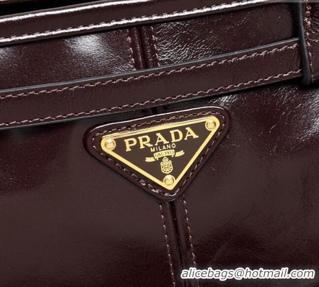 Good Taste Prada Bonnie medium leather handbag 1BA426 Dark Brown 2025