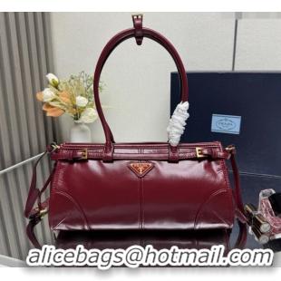 Shop Duplicate Prada Bonnie medium leather handbag 1BA426 Red 2025