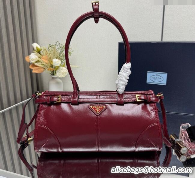 Shop Duplicate Prada Bonnie medium leather handbag 1BA426 Red 2025