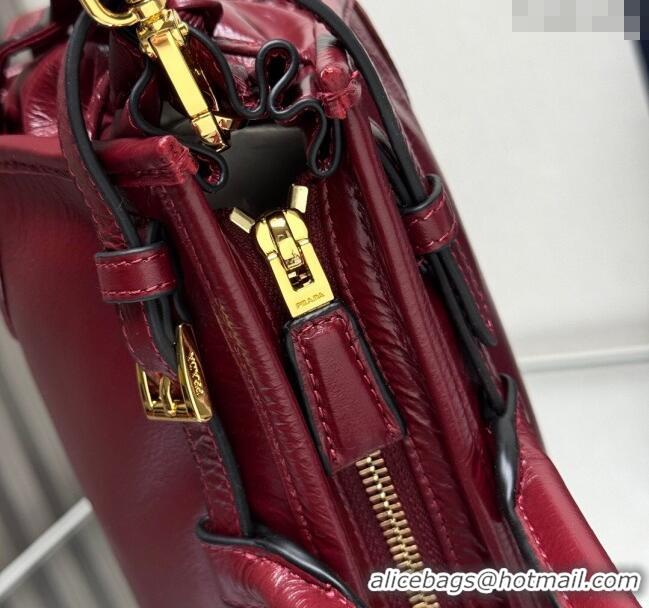 Shop Duplicate Prada Bonnie medium leather handbag 1BA426 Red 2025