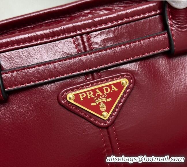 Shop Duplicate Prada Bonnie medium leather handbag 1BA426 Red 2025