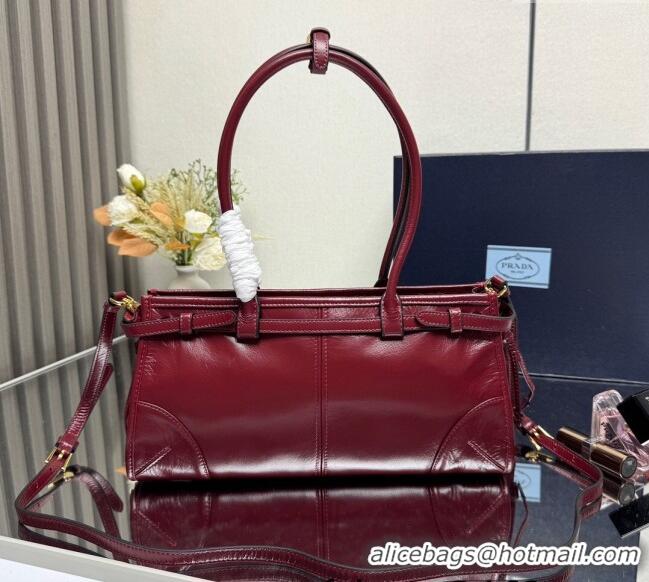 Shop Duplicate Prada Bonnie medium leather handbag 1BA426 Red 2025