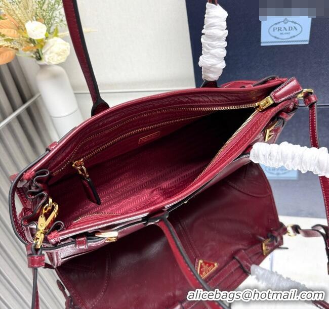Shop Duplicate Prada Bonnie medium leather handbag 1BA426 Red 2025