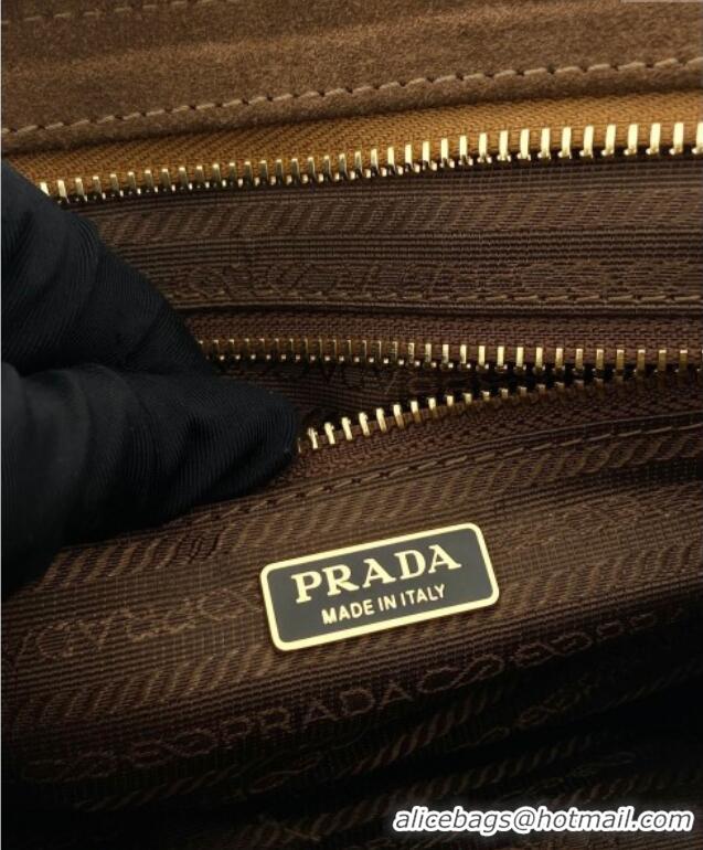 Top Grade Prada Bonnie Medium Suede handbag 1BA426 Cocoa Brown 2025