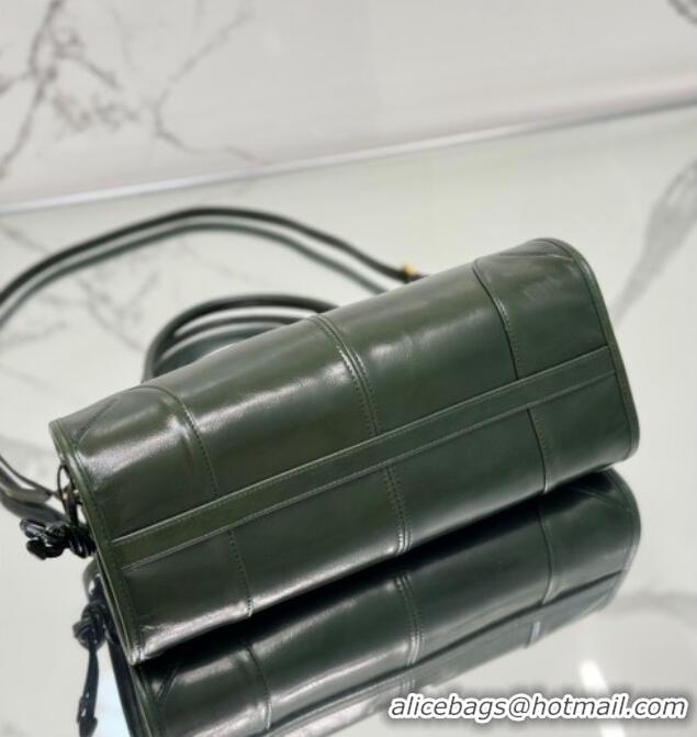 Big Discount Prada Bonnie Medium shiny leather handbag 1BA426 Dark Green 2024