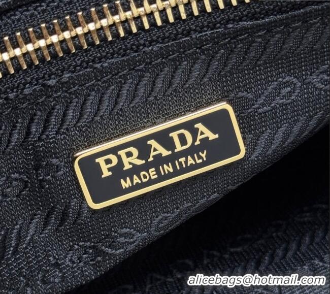 Best Price Prada Bonnie medium handbag in Crinkled Leather 1BA426 Black 2025