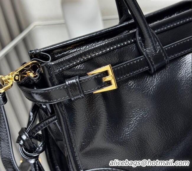 Best Price Prada Bonnie medium handbag in Crinkled Leather 1BA426 Black 2025