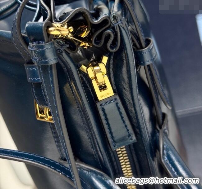 Luxury Cheap Prada Bonnie medium leather handbag 1BA426 Dark Blue 2025