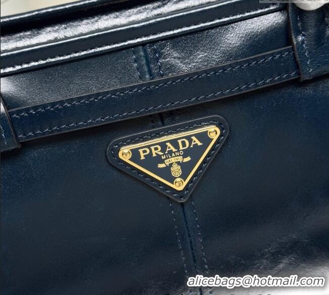 Luxury Cheap Prada Bonnie medium leather handbag 1BA426 Dark Blue 2025