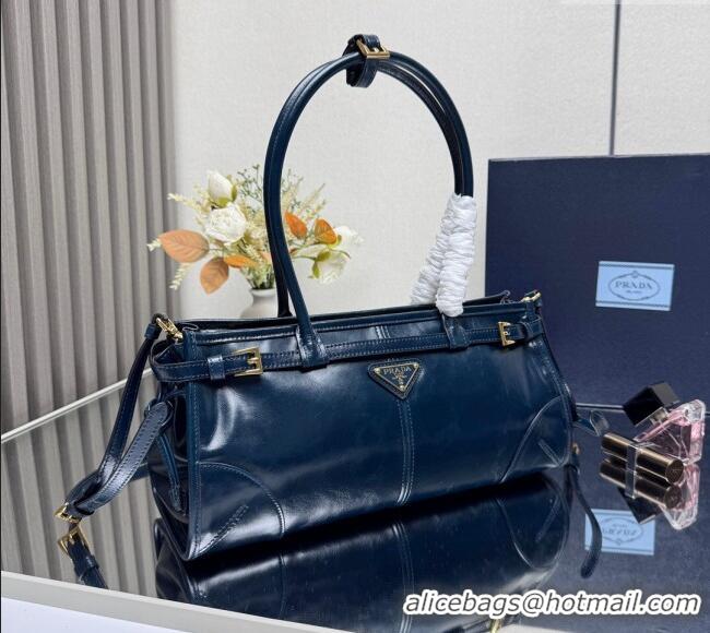 Luxury Cheap Prada Bonnie medium leather handbag 1BA426 Dark Blue 2025
