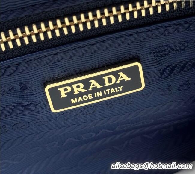 Luxury Cheap Prada Bonnie medium leather handbag 1BA426 Dark Blue 2025