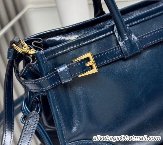 Luxury Cheap Prada Bonnie medium leather handbag 1BA426 Dark Blue 2025
