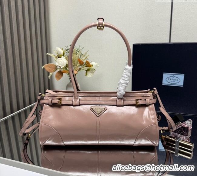 Famous Brand Prada Bonnie medium leather handbag 1BA426 Light Pink 2025