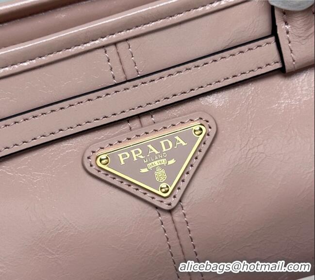 Famous Brand Prada Bonnie medium leather handbag 1BA426 Light Pink 2025