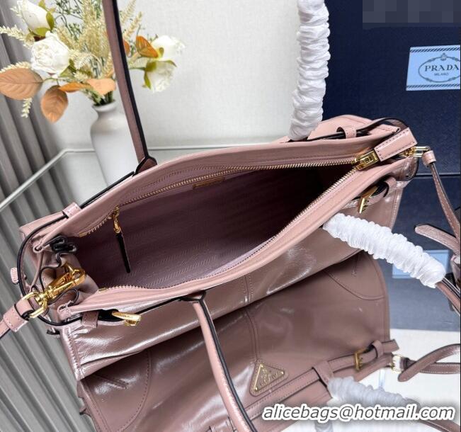Famous Brand Prada Bonnie medium leather handbag 1BA426 Light Pink 2025