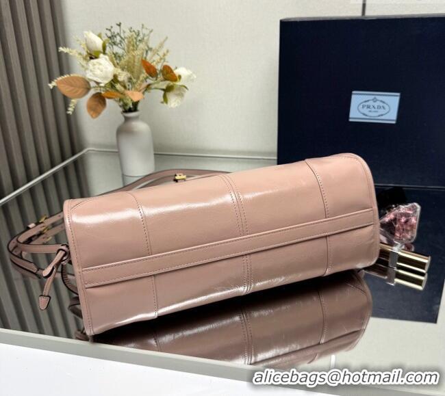Famous Brand Prada Bonnie medium leather handbag 1BA426 Light Pink 2025