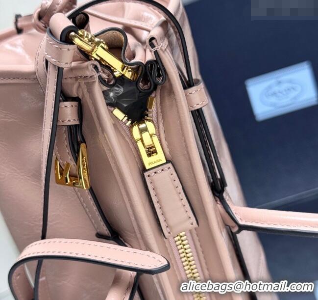 Famous Brand Prada Bonnie medium leather handbag 1BA426 Light Pink 2025