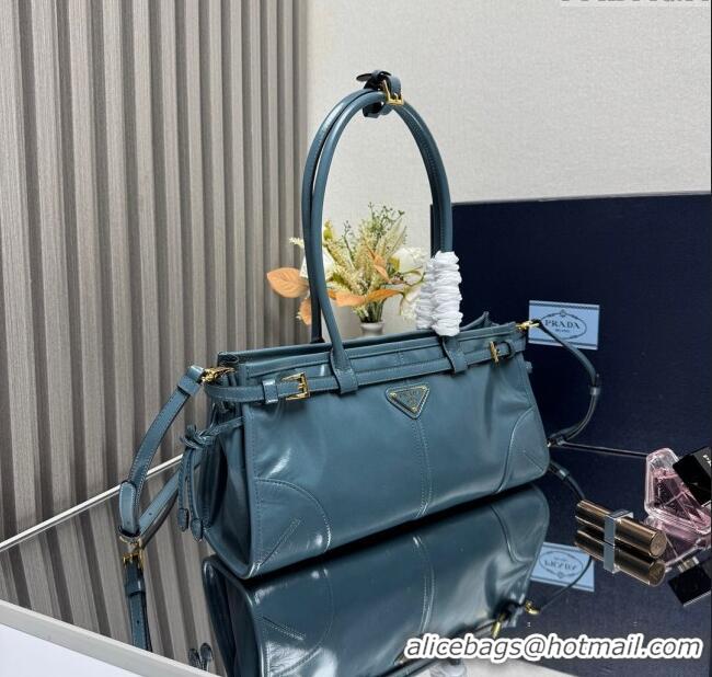 Luxury Cheap Prada Bonnie medium leather handbag 1BA426 Blue 2025