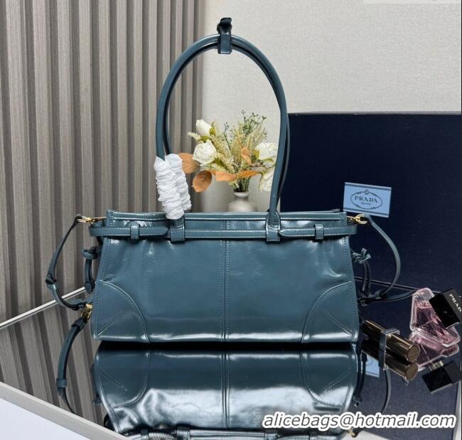 Luxury Cheap Prada Bonnie medium leather handbag 1BA426 Blue 2025