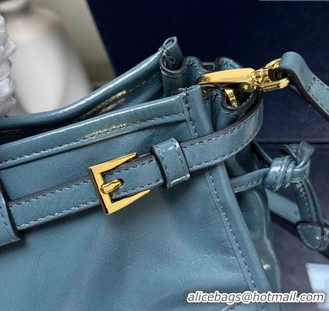 Luxury Cheap Prada Bonnie medium leather handbag 1BA426 Blue 2025