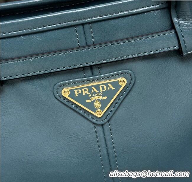 Luxury Cheap Prada Bonnie medium leather handbag 1BA426 Blue 2025