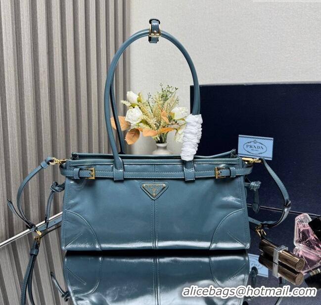 Luxury Cheap Prada Bonnie medium leather handbag 1BA426 Blue 2025