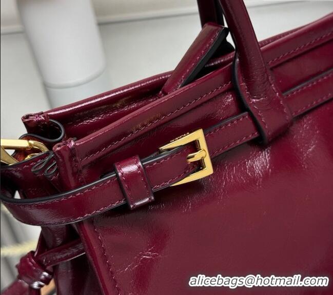 Top Design Prada Bonnie medium leather handbag 1BA426 Dark Burgundy 2025