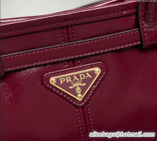 Top Design Prada Bonnie medium leather handbag 1BA426 Dark Burgundy 2025