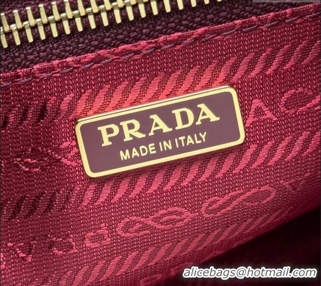 Top Design Prada Bonnie medium leather handbag 1BA426 Dark Burgundy 2025