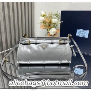 Well Crafted Prada Bonnie small leather shoulder bag 1BH215 Grey 2025