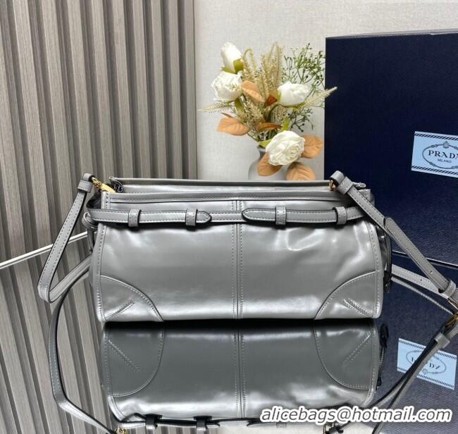 Well Crafted Prada Bonnie small leather shoulder bag 1BH215 Grey 2025