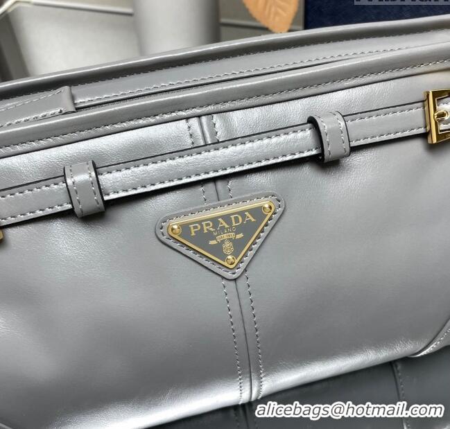 Well Crafted Prada Bonnie small leather shoulder bag 1BH215 Grey 2025