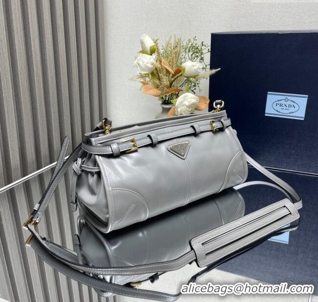Well Crafted Prada Bonnie small leather shoulder bag 1BH215 Grey 2025