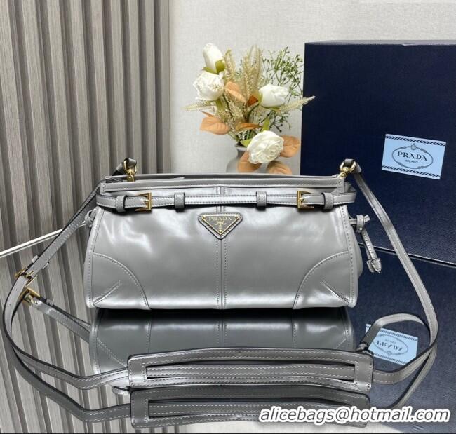 Well Crafted Prada Bonnie small leather shoulder bag 1BH215 Grey 2025