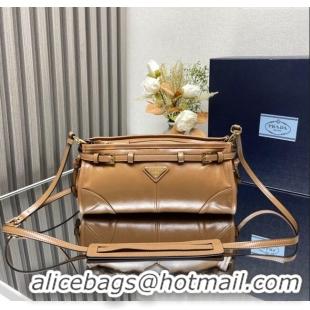 Buy Promotional Prada Bonnie small leather shoulder bag 1BH215 Brown 2025
