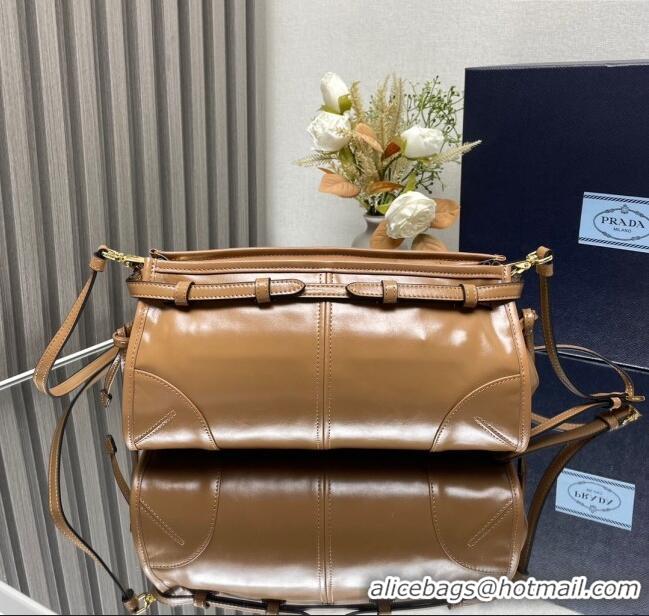 Buy Promotional Prada Bonnie small leather shoulder bag 1BH215 Brown 2025