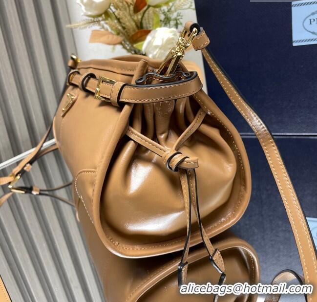 Buy Promotional Prada Bonnie small leather shoulder bag 1BH215 Brown 2025