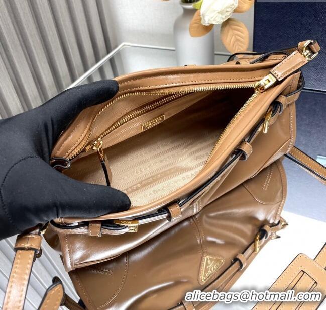 Buy Promotional Prada Bonnie small leather shoulder bag 1BH215 Brown 2025